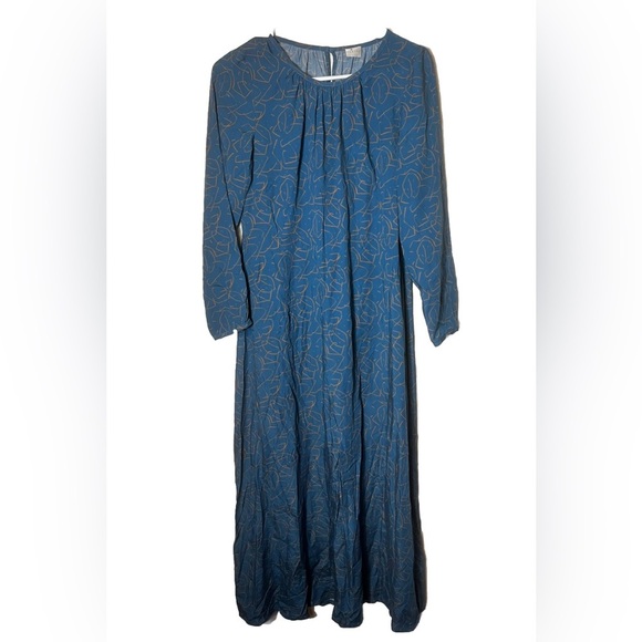NWT POETRY Light Blue Pattern Lyocell Long Sleeve Maxi Dress Plus Size 2 - Picture 2 of 4